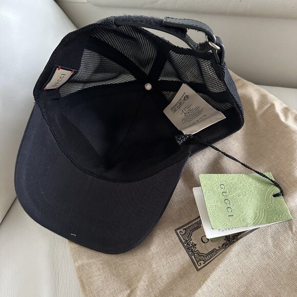 NWT GUCCI BASEBALL CAP BLACK RED SIZE XS Logo Hat Unisex - Picture 4 of 11